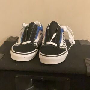 Brand New black,white and blue checker Vans size 6Y